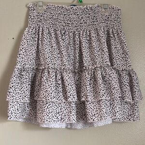 Altar'd State Cream Smocked Tiered Mini Skirt
